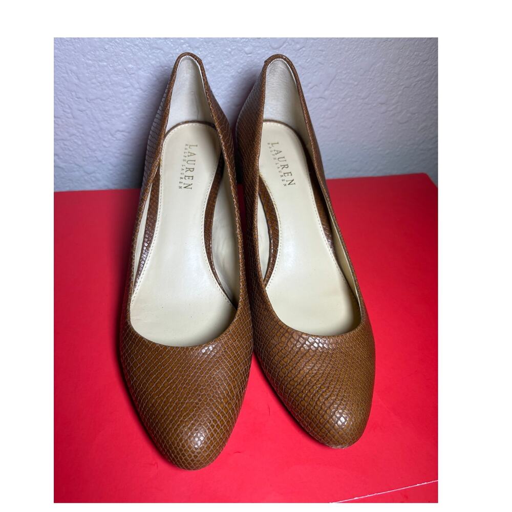 Lauren Ralph Lauren Women's Brown Croc Style Heel Pump Sz 11 B career cocktail